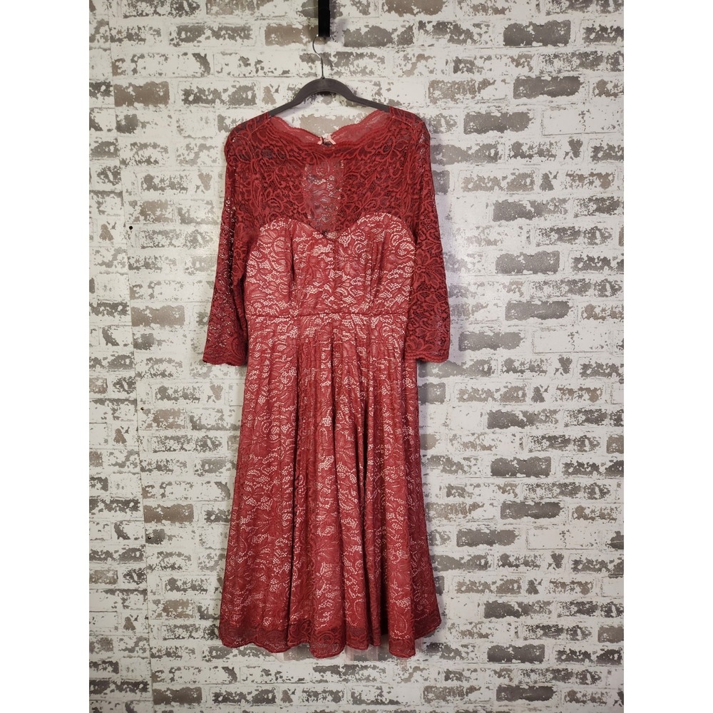 Torrid Lace Midi Dress Size‎ 12 Red Vintage Glam Retro Coquette Wedding Formal